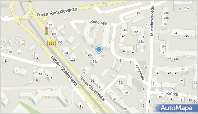 Toruń, Szosa Chełmińska, 98b, mapa Torunia