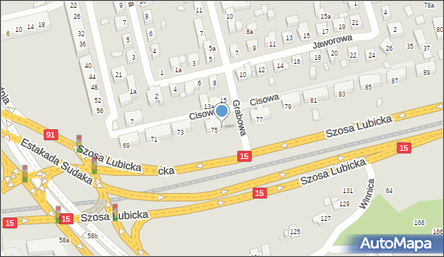 Toruń, Szosa Lubicka, 75a, mapa Torunia