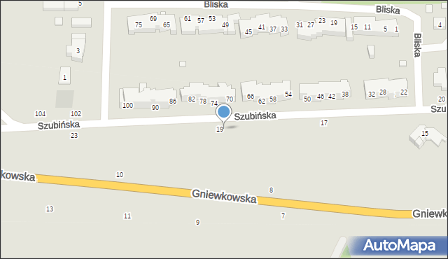 Toruń, Szubińska, 21, mapa Torunia