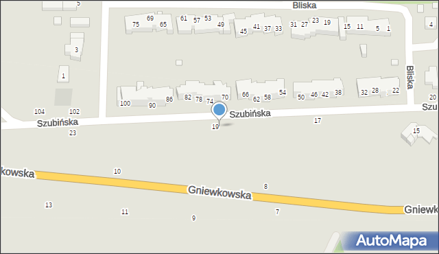 Toruń, Szubińska, 21, mapa Torunia