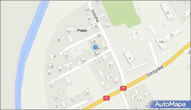 Trześń, Szkolna, 13, mapa Trześń