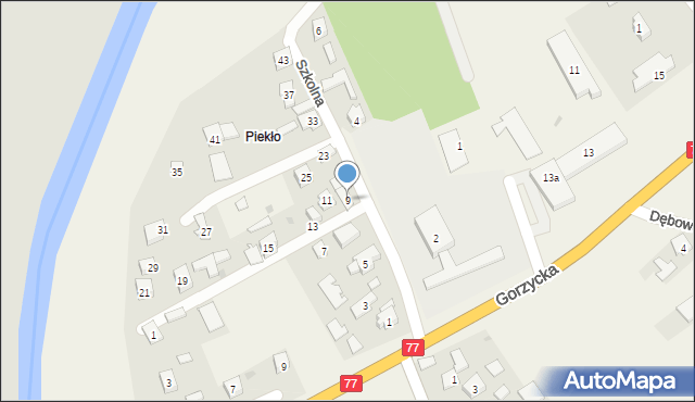 Trześń, Szkolna, 9, mapa Trześń