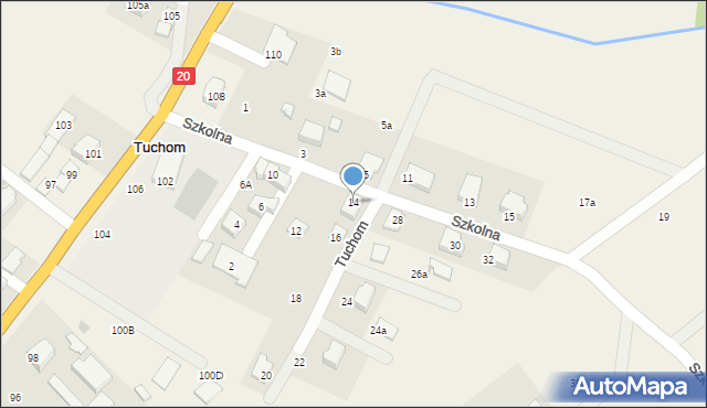 Tuchom, Szkolna, 14, mapa Tuchom