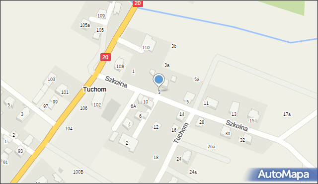 Tuchom, Szkolna, 3, mapa Tuchom