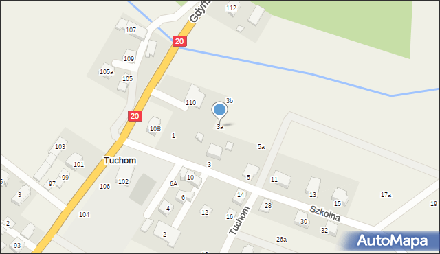 Tuchom, Szkolna, 3a, mapa Tuchom