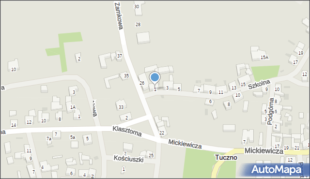 Tuczno, Szkolna, 1, mapa Tuczno