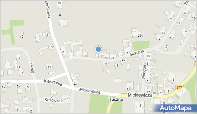 Tuczno, Szkolna, 7, mapa Tuczno