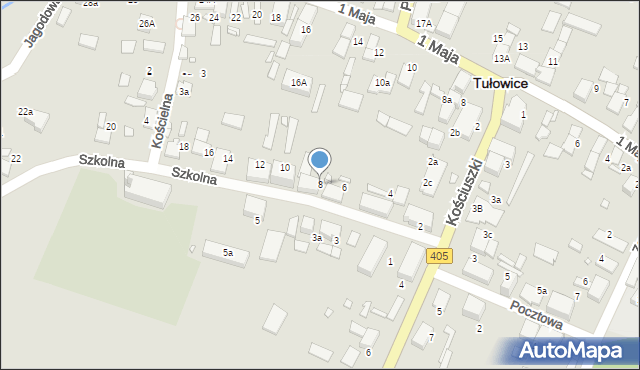 Tułowice, Szkolna, 8, mapa Tułowice