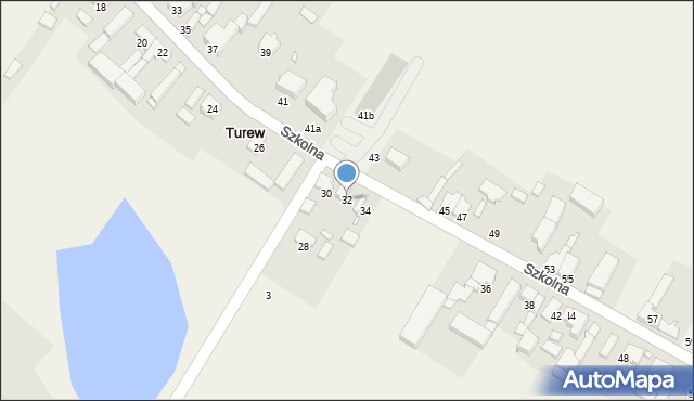 Turew, Szkolna, 32, mapa Turew