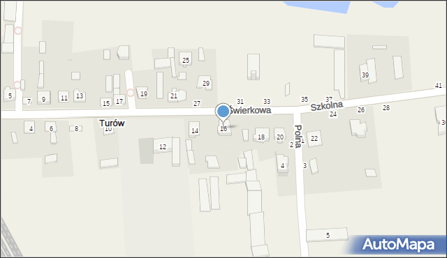 Turów, Szkolna, 16, mapa Turów