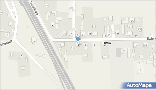 Turów, Szkolna, 4, mapa Turów