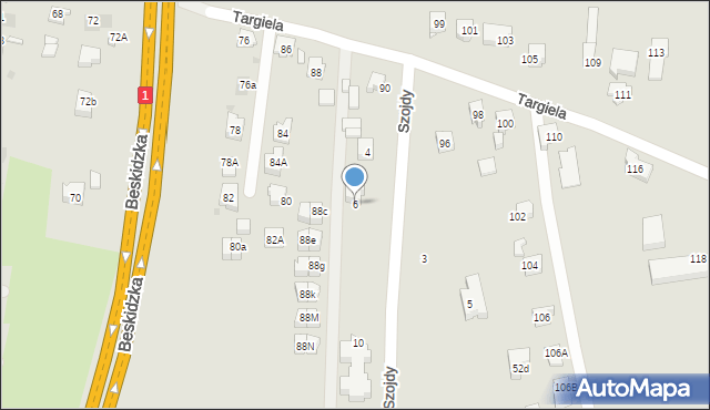 Tychy, Szojdy Karola, ks., 6, mapa Tychów