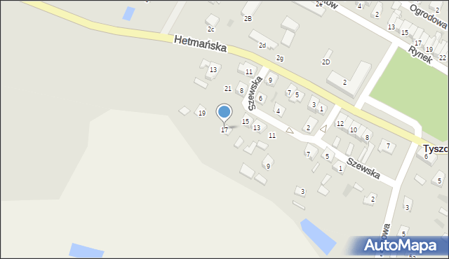 Tyszowce, Szewska, 17, mapa Tyszowce