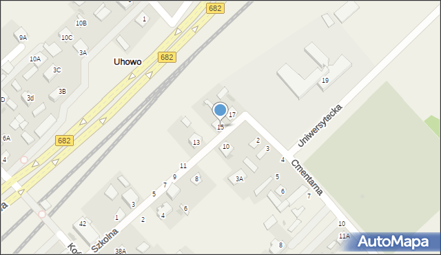 Uhowo, Szkolna, 15, mapa Uhowo