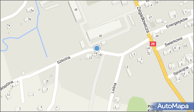 Wadowice, Szkolna, 9, mapa Wadowice