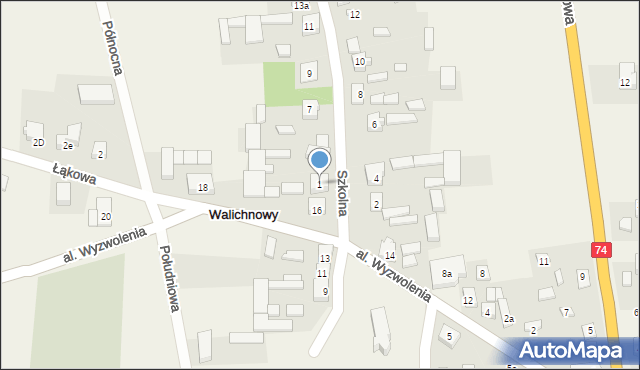 Walichnowy, Szkolna, 1, mapa Walichnowy