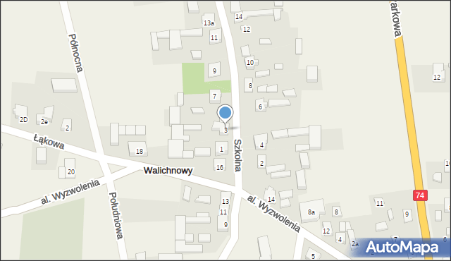 Walichnowy, Szkolna, 3, mapa Walichnowy