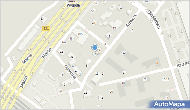 Warszawa, Szpacza, 7, mapa Warszawy