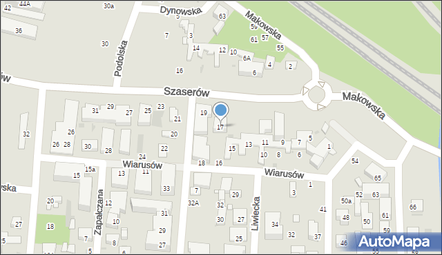 Warszawa, Szaserów, 17, mapa Warszawy