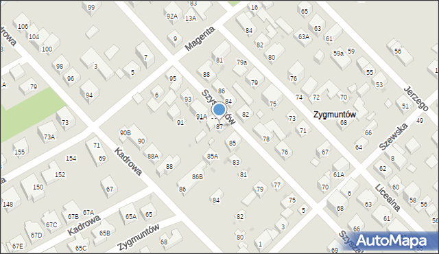 Warszawa, Szyszaków, 87, mapa Warszawy