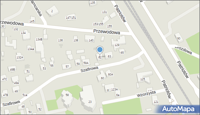 Warszawa, Szafirowa, 61, mapa Warszawy