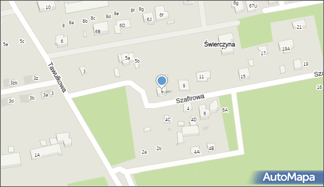Warszawa, Szafirowa, 7, mapa Warszawy