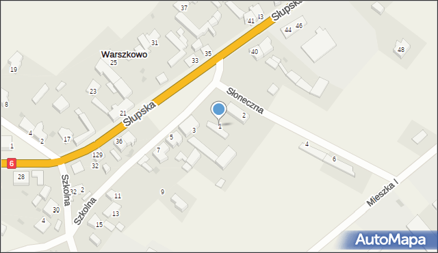 Warszkowo, Szkolna, 1, mapa Warszkowo