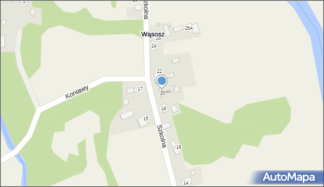 Wąsosz, Szkolna, 20, mapa Wąsosz