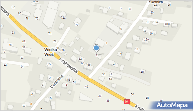 Wielka Wieś, Szkolna, 1, mapa Wielka Wieś