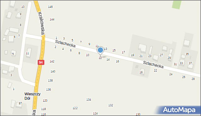 Wielka Wieś, Szlachecka, 12, mapa Wielka Wieś