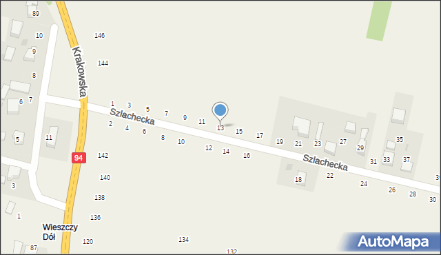 Wielka Wieś, Szlachecka, 13, mapa Wielka Wieś
