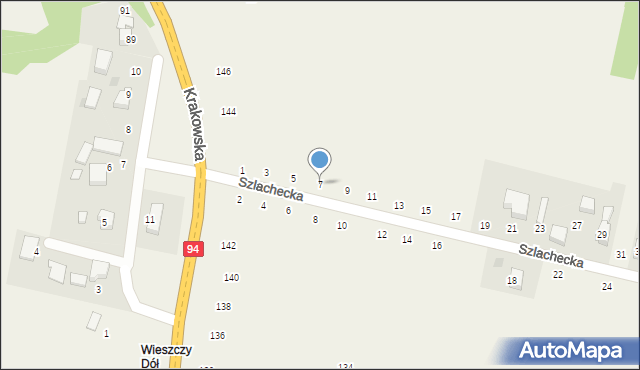 Wielka Wieś, Szlachecka, 7, mapa Wielka Wieś
