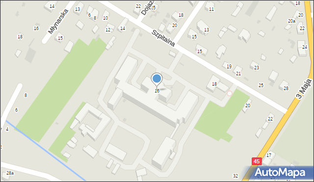Wieluń, Szpitalna, 16, mapa Wieluń