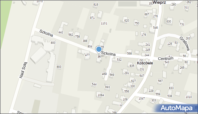 Wieprz, Szkolna, 35, mapa Wieprz