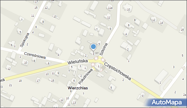 Wierzchlas, Szkolna, 1, mapa Wierzchlas