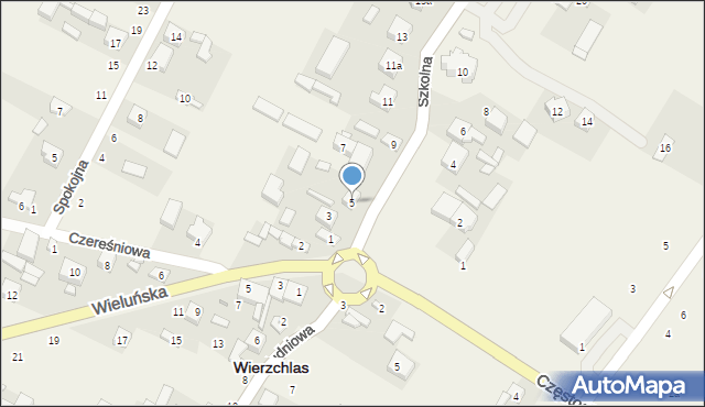 Wierzchlas, Szkolna, 5, mapa Wierzchlas