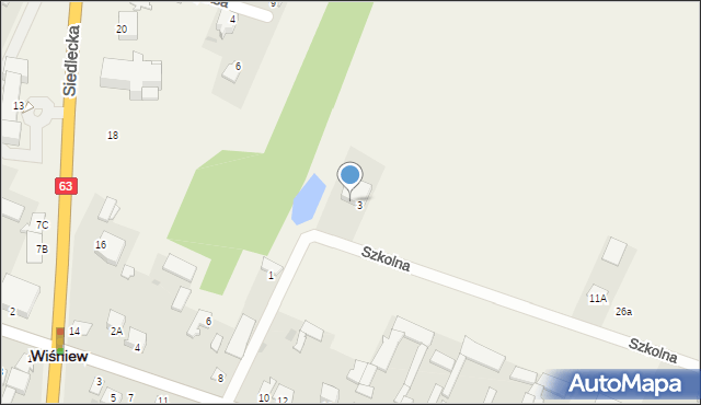 Wiśniew, Szkolna, 3A, mapa Wiśniew