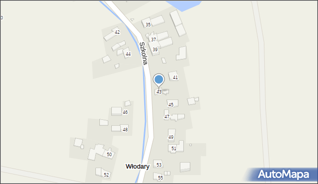 Włodary, Szkolna, 43, mapa Włodary