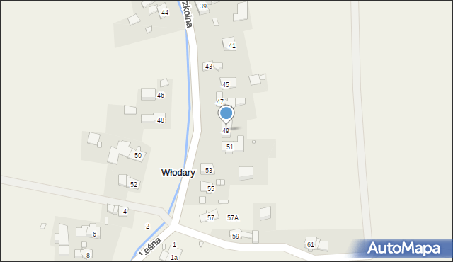 Włodary, Szkolna, 49, mapa Włodary