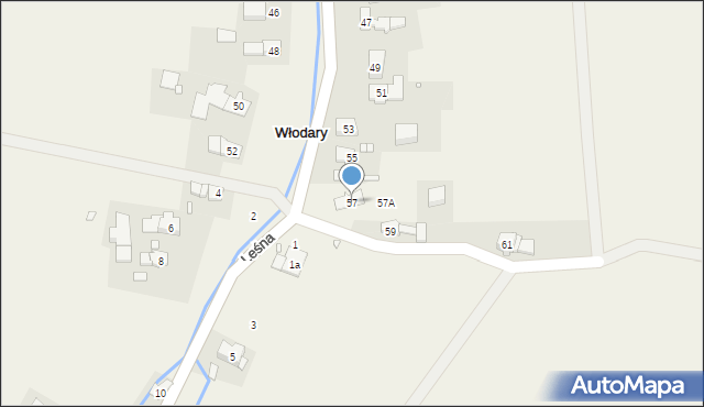 Włodary, Szkolna, 57, mapa Włodary