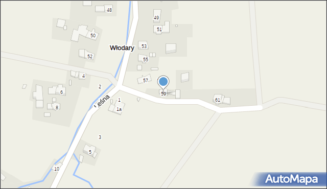 Włodary, Szkolna, 59, mapa Włodary