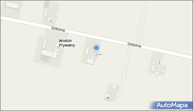 Wodzin Prywatny, Szkolna, 11, mapa Wodzin Prywatny