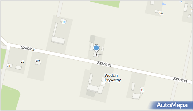 Wodzin Prywatny, Szkolna, 8, mapa Wodzin Prywatny