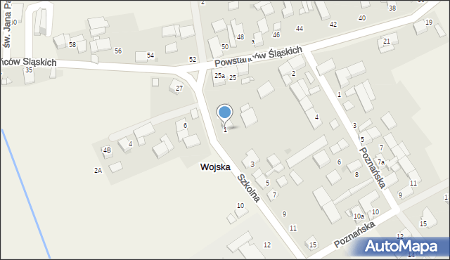 Wojska, Szkolna, 1, mapa Wojska