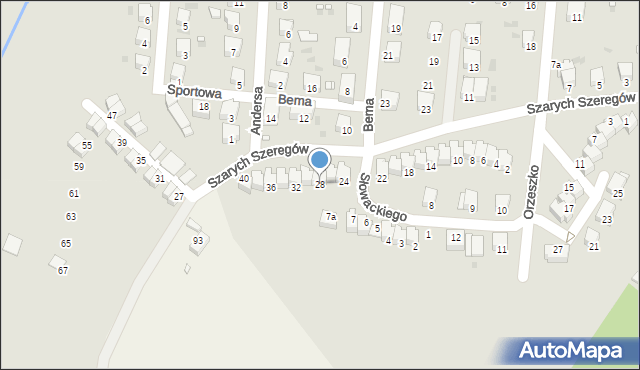 Wołów, Szarych Szeregów, 28, mapa Wołów