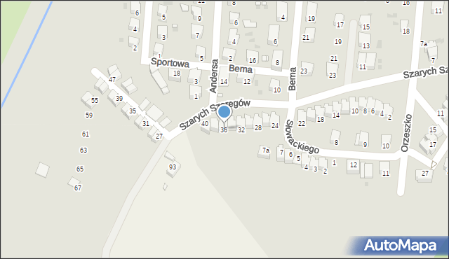Wołów, Szarych Szeregów, 36, mapa Wołów