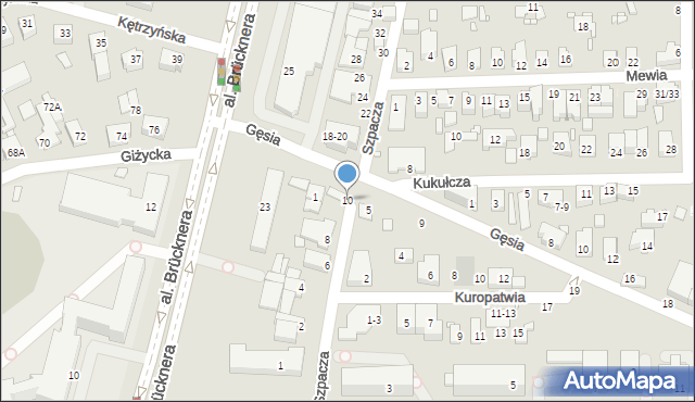 Wrocław, Szpacza, 10, mapa Wrocławia