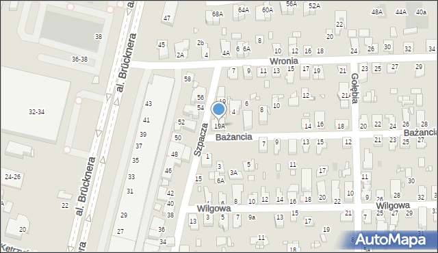 Wrocław, Szpacza, 19A, mapa Wrocławia