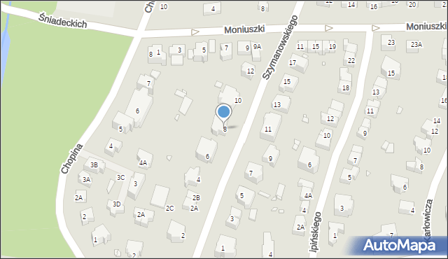 Wrocław, Szymanowskiego Karola, 8, mapa Wrocławia