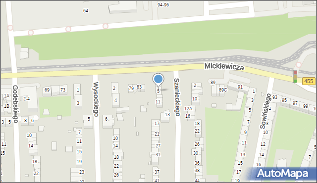 Wrocław, Szanieckiego Jana, 5, mapa Wrocławia